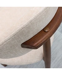 flynama Set of 2 Flannelette Dining Chairs, Solid Oak Wood Legs 300lbs Capacity Armless Side Chairs