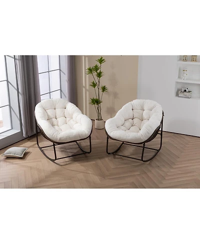 Streamdale Furniture Streamdale Outdoor Rattan Rocking Chair with Padded Cushion for Patio and Garden