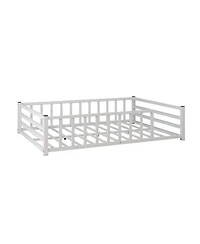Streamdale Furniture Metal Floor Bed with Guardrails, No Box Spring Needed