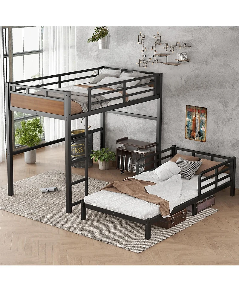 Streamdale Furniture Twin Xl over Twin Xl Metal Bunk Bed, Separable