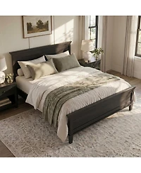 Streamdale Furniture Mid-Century Modern Wood Platform Bed with Headboard