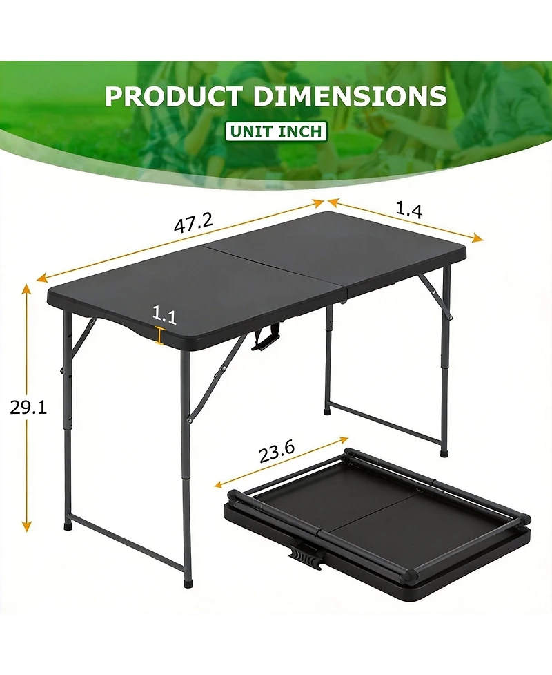Aofar 4 Feet Folding Table Heavy Duty Plastic Lock Function