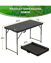 Aofar 4 Feet Folding Table Heavy Duty Plastic Lock Function