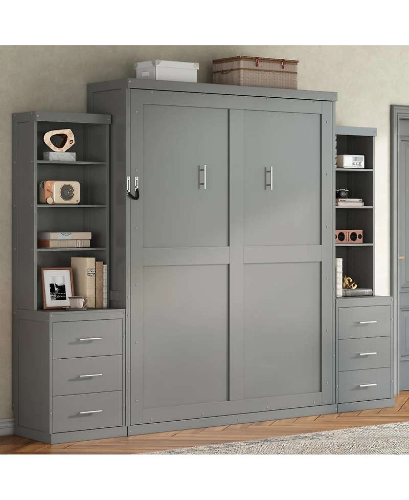 Streamdale Furniture Murphy Bed with Storage Shelves and Drawers