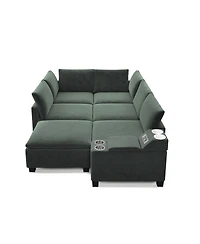 Streamdale Furniture 121.2" Modular U-Shaped Cloud Sectional Sofa with Storage and Usb