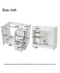 Busdays 36 Inch Bathroom Vanity without Top Sink Solid Wood Frame Freestanding Storage Cabinet with 3 Drawers, Soft Closing Doors Basin Not Included