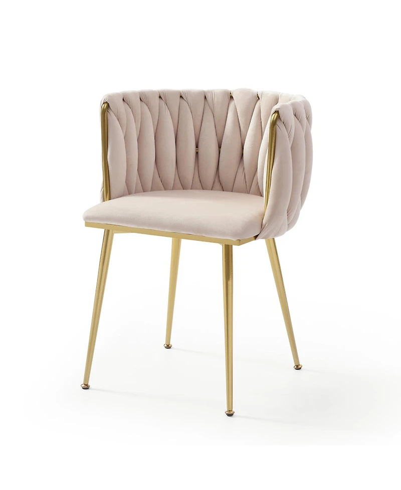 Streamdale Furniture Streamdale Modern Velvet Dining Chairs, Set of 2 with Golden Metal Legs