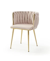 Streamdale Furniture Streamdale Modern Velvet Dining Chairs, Set of 2 with Golden Metal Legs