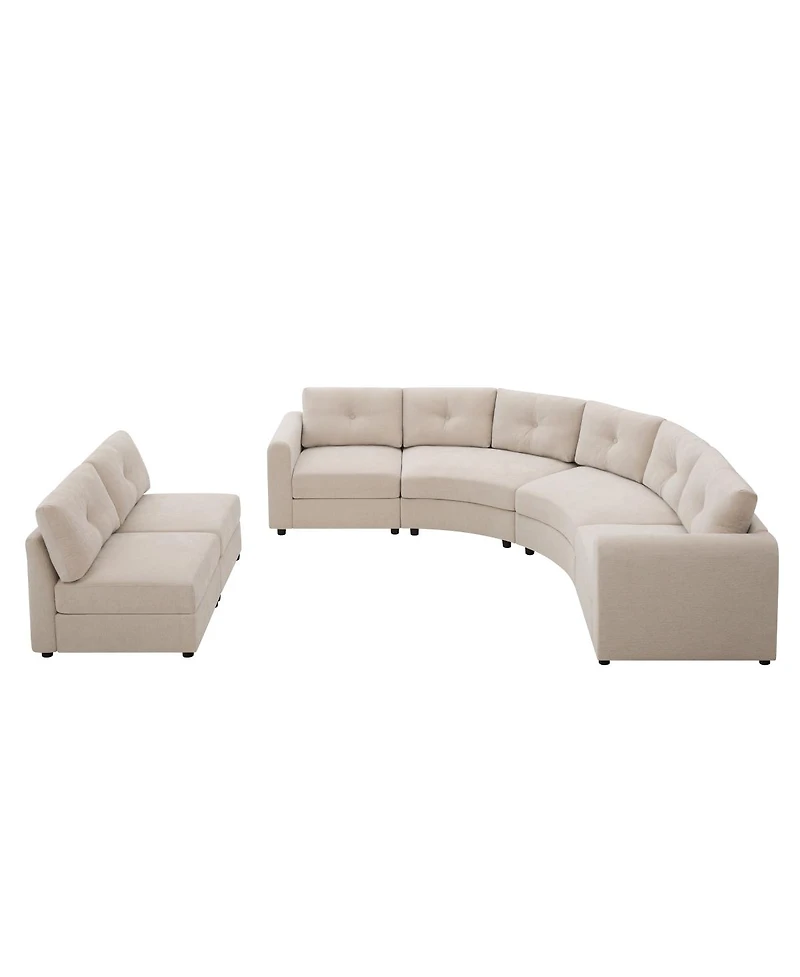 Streamdale Furniture 6-Piece Upholstered Curved Modular Sectional Sofa with Button