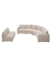 Streamdale Furniture 6-Piece Upholstered Curved Modular Sectional Sofa with Button