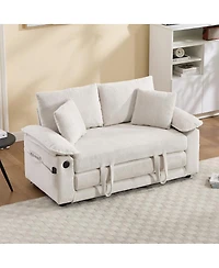 Streamdale Furniture 58" 3-in-1 Upholstered Convertible Futon Sofa Bed with Side Pockets