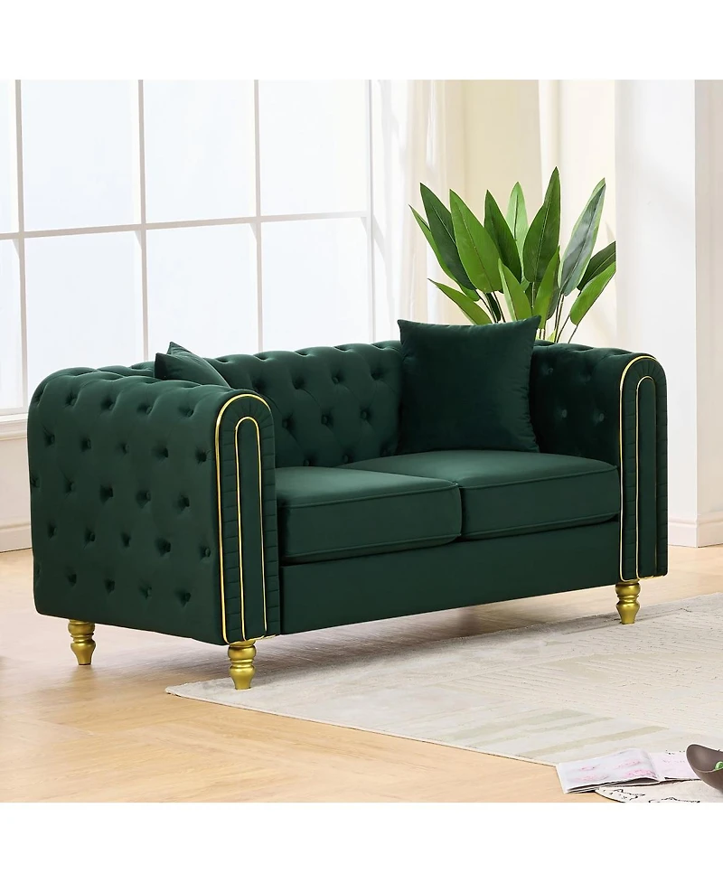 Streamdale Furniture 63" Modern Velvet Loveseat with Button Tufting and Legs