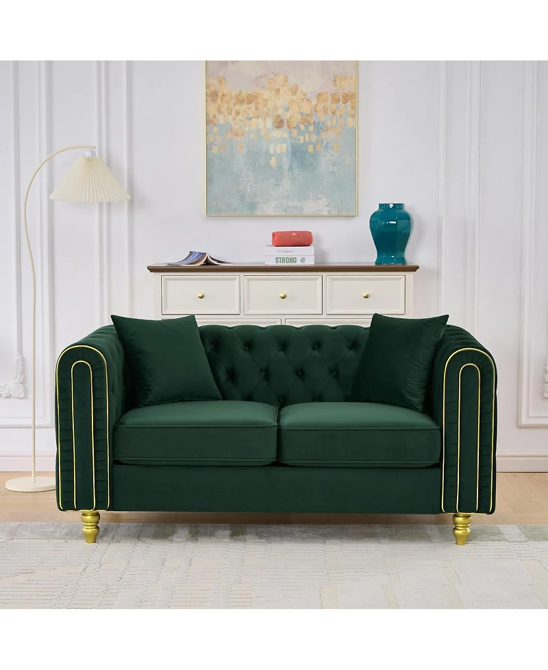 Streamdale Furniture 63" Modern Velvet Loveseat with Button Tufting and Legs