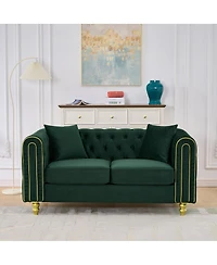 Streamdale Furniture 63" Modern Velvet Loveseat with Button Tufting and Legs