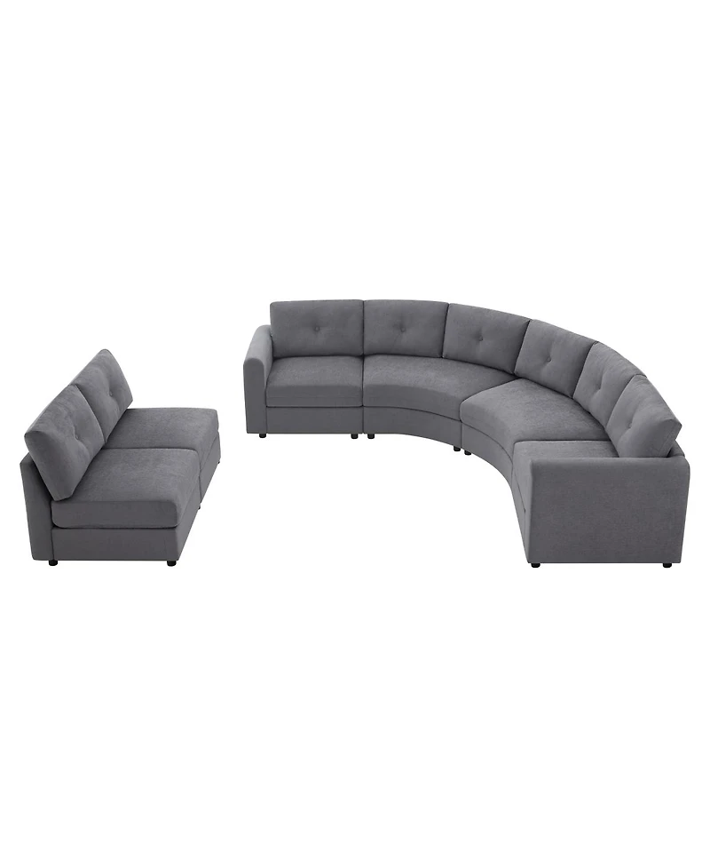 Streamdale Furniture 6-Piece Upholstered Curved Modular Sectional Sofa with Button Tufted Back