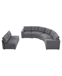 Streamdale Furniture 6-Piece Upholstered Curved Modular Sectional Sofa with Button Tufted Back