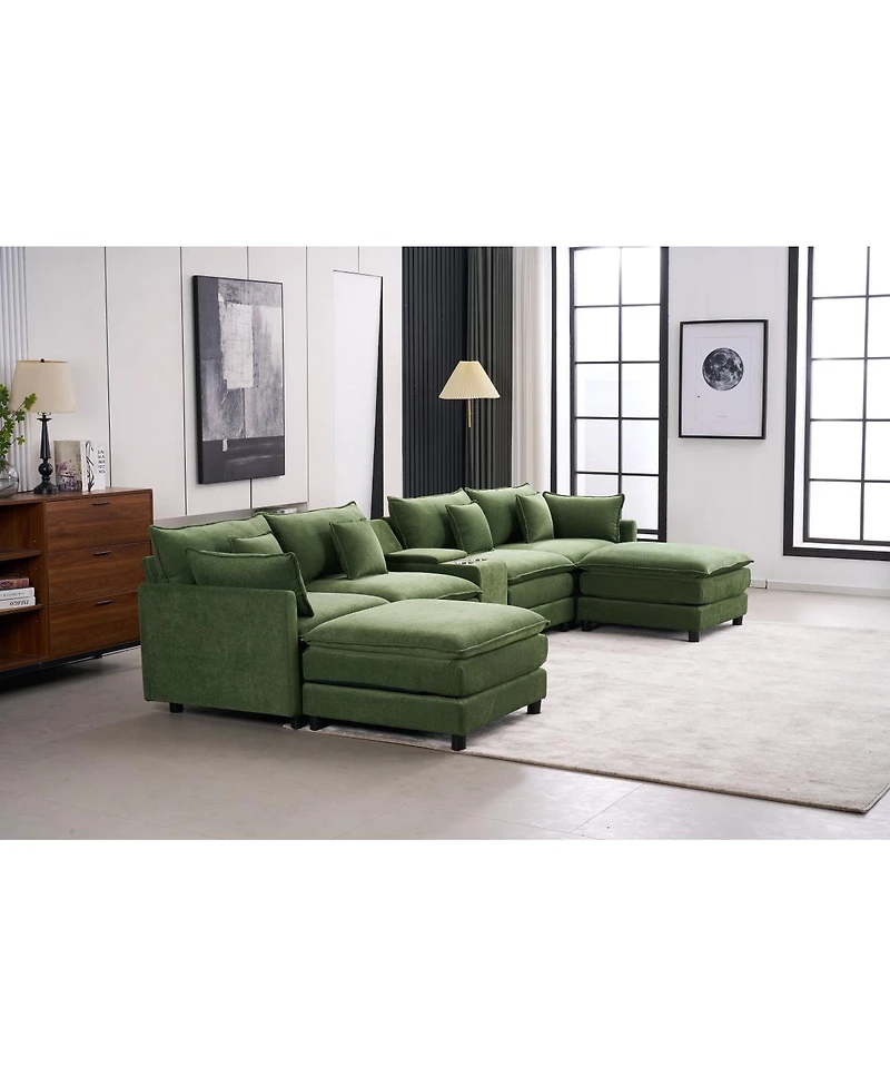 Streamdale Furniture Modular U-Shaped Cloud Sectional Sofa with Storage