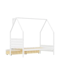 Streamdale Furniture Montessori House Twin Bed Frame with 2 Storage Drawers