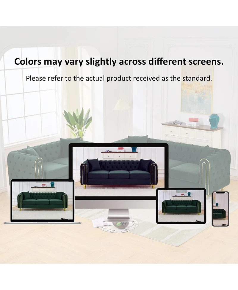 Streamdale Furniture 3+3 Seater Velvet Chesterfield Sofa