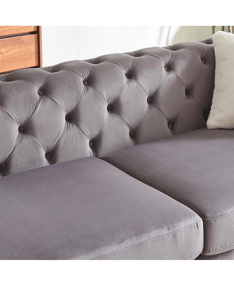 Streamdale Furniture 3+3 Seater Velvet Sofa with Solid Wood Frame and Metal Feet