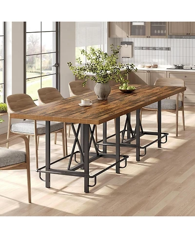 Tribesigns 63-Inch Industrial Bar Table with Metal Footrest, Counter Height Pub Table for Kitchen, Home Bar and Entertaining