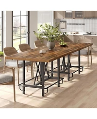 Tribesigns 63-Inch Industrial Bar Table with Metal Footrest, Counter Height Pub Table for Kitchen, Home Bar and Entertaining