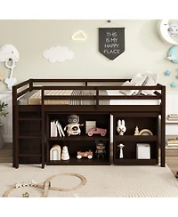 Streamdale Furniture Loft Bed with Desk, Storage Cabinets, and Ladder
