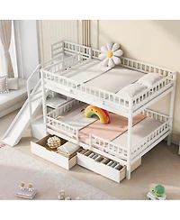 Streamdale Furniture Full over Full Bunk Bed with Storage Staircase, Slide and 2 Drawers