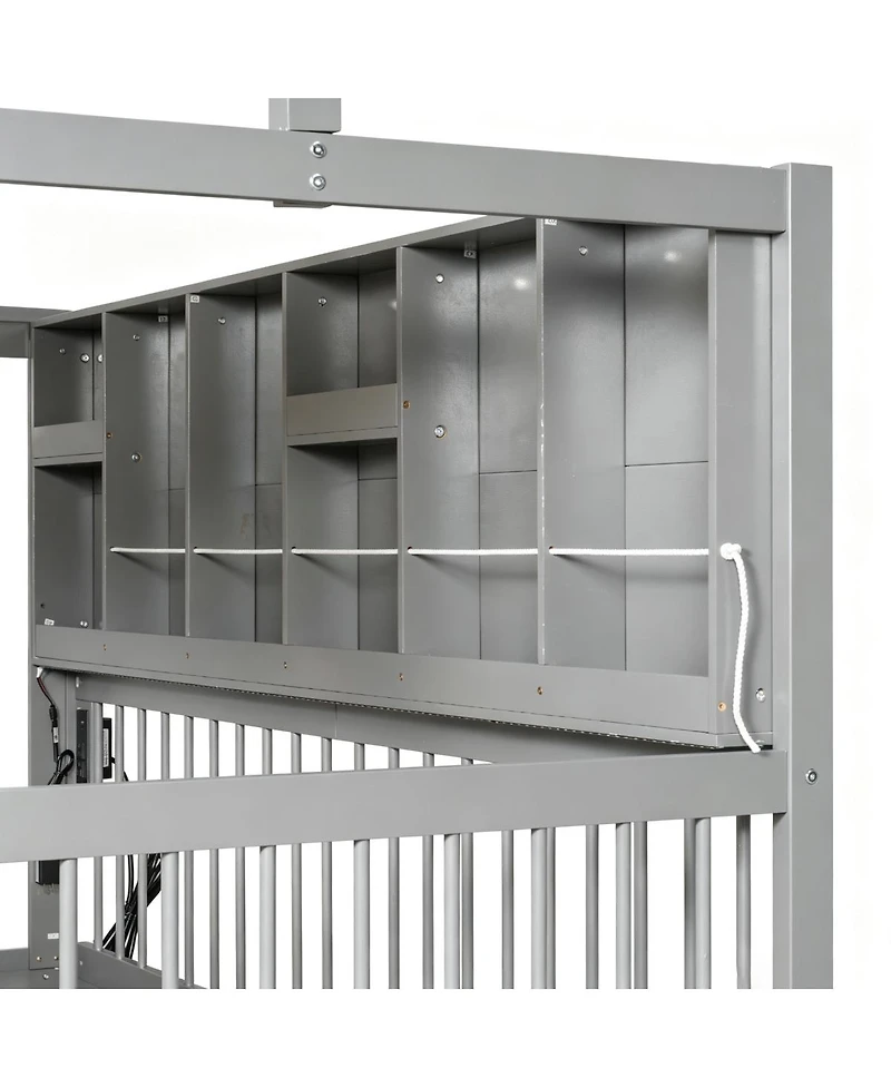 Streamdale Furniture Twin Size House Bed with 2 Large Drawers, Side Bookshelf with Led Strip