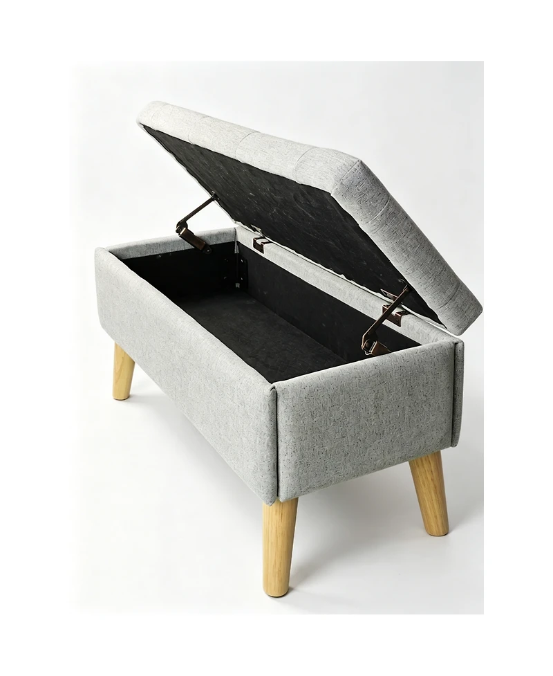 Streamdale Furniture Wide Upholstered Storage Ottoman Bench with Built-in Tray