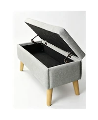 Streamdale Furniture Wide Upholstered Storage Ottoman Bench with Built-in Tray