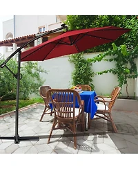Sugift 10 feet 360degree(s) Rotation Solar Powered Led Patio Offset Umbrella without Weight Base