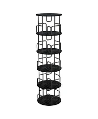 flynama 5-Tier 360 Degree Rotating Bookshelf Tower Stable Metal Frame Vertical Round Home Bedroom Storage Rack