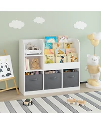Flynama Kids Bookcase with 3 Fabric Drawers, Mdf Toy Storage Organizer