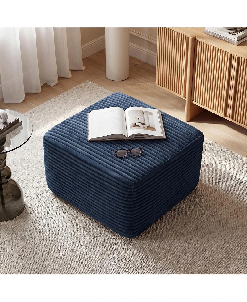 Streamdale Furniture Ultra-Cozy Ribbed Corduroy Square Ottoman - Versatile, Pet-Friendly Footrest
