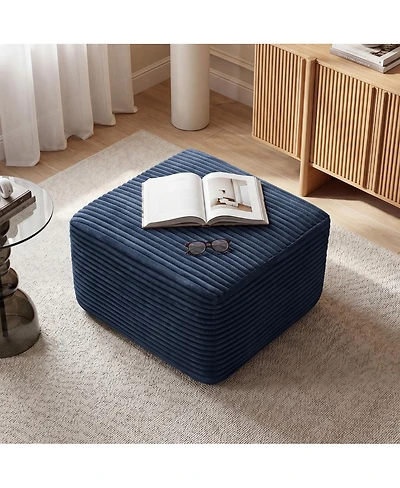 Streamdale Furniture Ultra-Cozy Ribbed Corduroy Square Ottoman - Versatile, Pet-Friendly Footrest