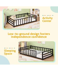 Streamdale Furniture Twin Size Metal Floor Bed with Guardrails