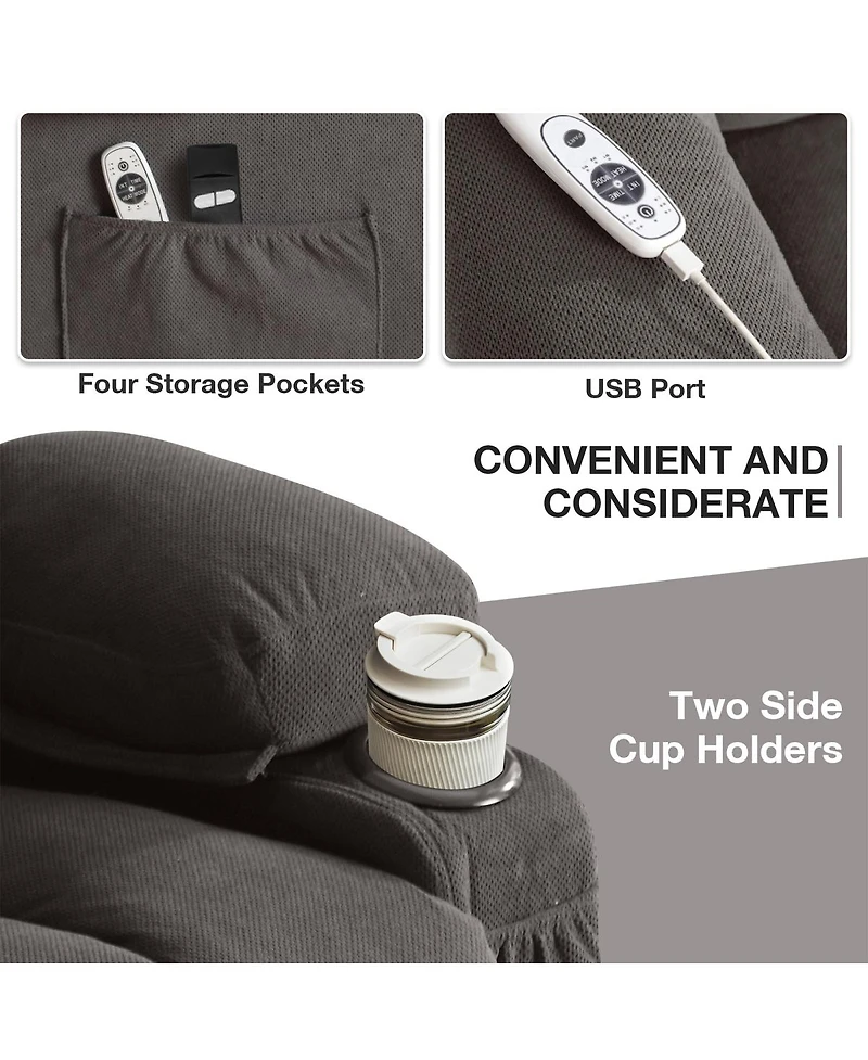 Streamdale Furniture Power Lift Recliner Chair with Heat, Massage, and Usb Port