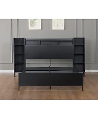 Streamdale Furniture Queen Bed Frame with Led Headboard, Usb Ports and Storage