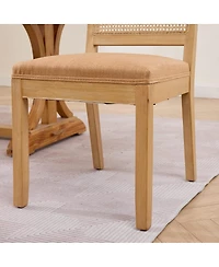 Streamdale Furniture Set of 2 Rattan Cane Back Dining Chairs, Mid-Century Modern Kitchen Chairs