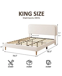 Streamdale Furniture Plush Upholstered King Platform Bed with Adjustable Headboard
