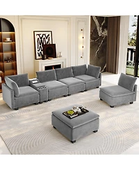 Streamdale Furniture 121.2" Modular U-Shaped Cloud Sectional Sofa with Storage and Usb