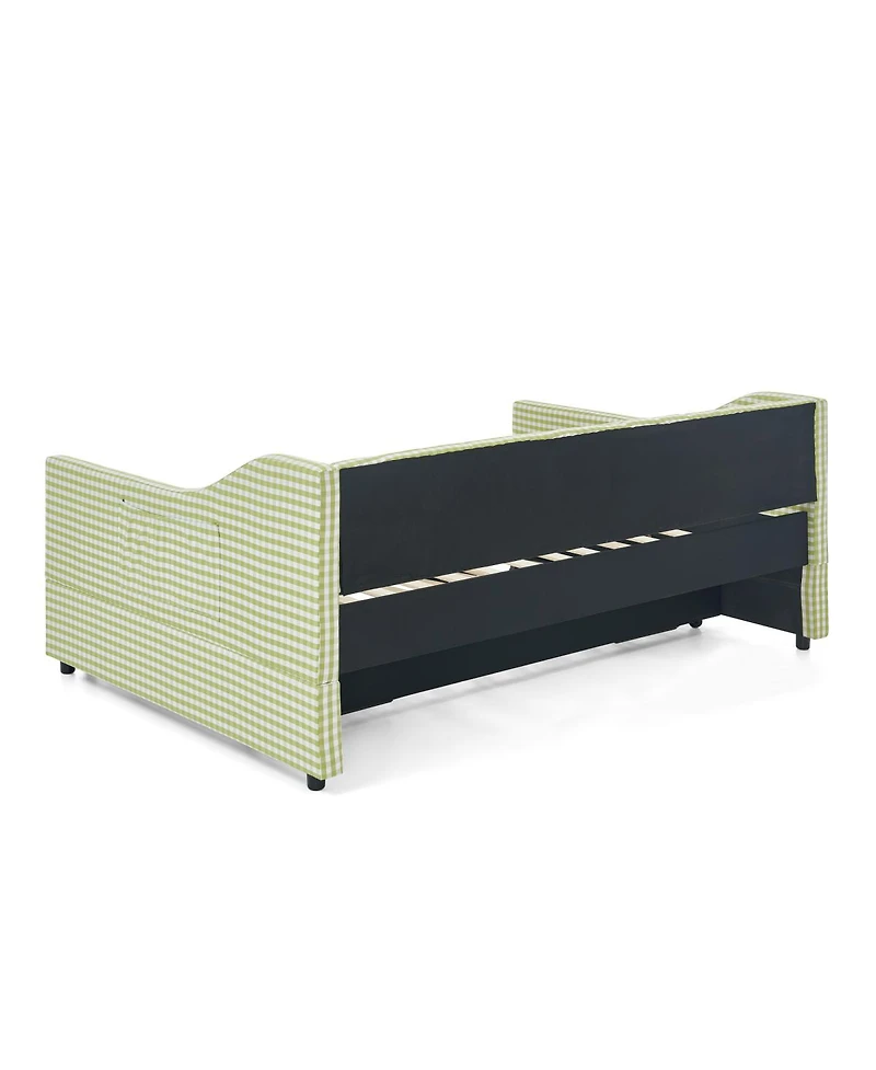 Streamdale Furniture Upholstered Full-Size Convertible Daybed with Trundle and Side Storage