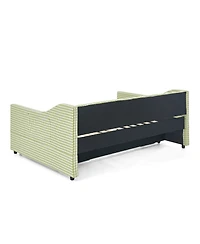 Streamdale Furniture Upholstered Full-Size Convertible Daybed with Trundle and Side Storage