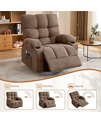 Streamdale Furniture Oversized Swivel Massage Recliner with Heat, Usb Port, and Cup Holder