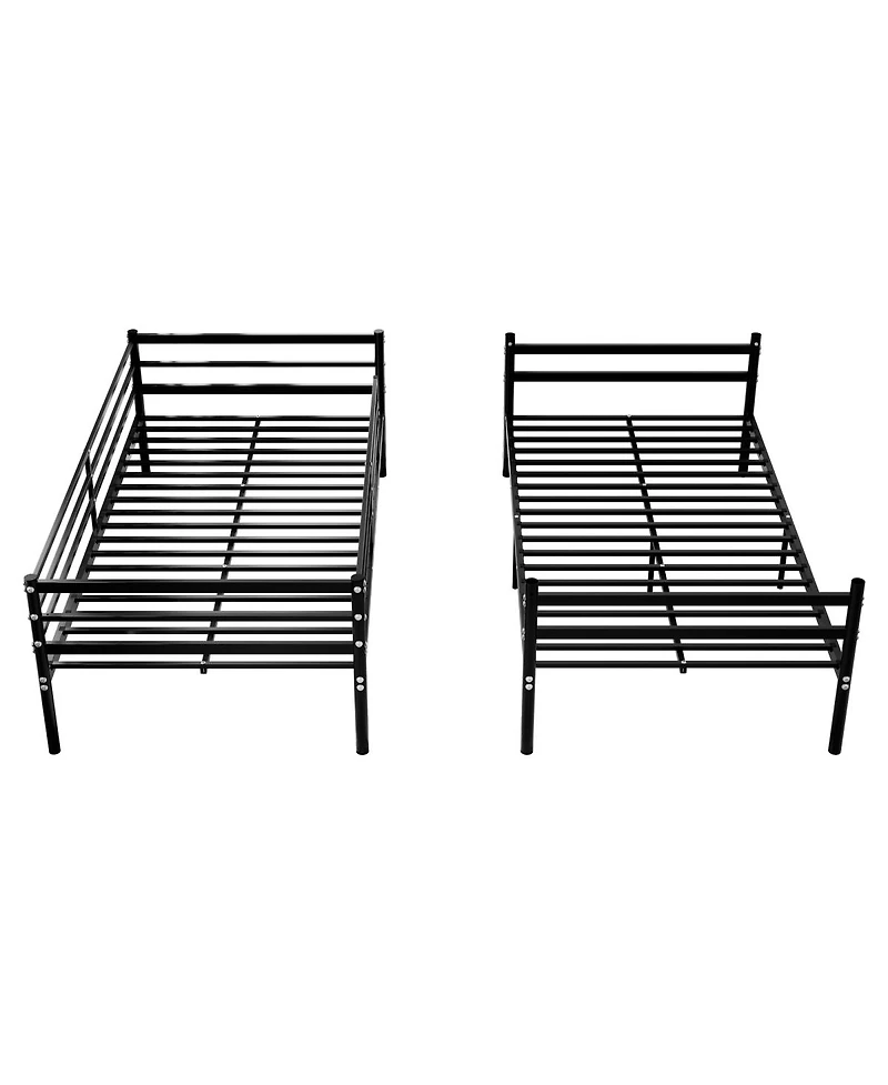 Streamdale Furniture Twin Over Twin Metal Bunk Bed with Ladder, Space Saving