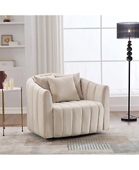 Streamdale Furniture 39"W Upholstered 360 Swivel Barrel Chair and Half with 3 Pillows