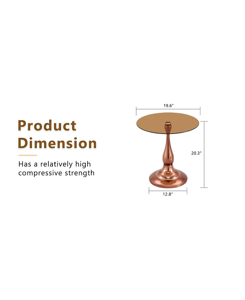 Streamdale Furniture Modern and Glass Round Side Table (19.6" Diameter)