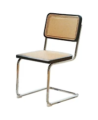 Streamdale Furniture Set of 2 Rattan Mid-Century Modern Dining Chairs with Chrome Legs