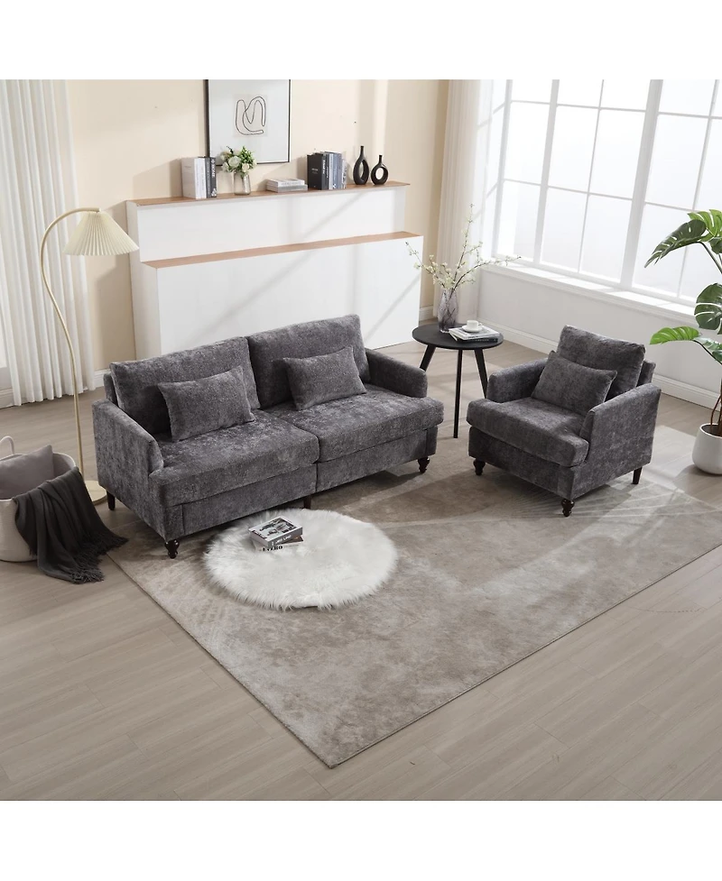 Streamdale Furniture Mid-Century Modern Chenille 2-Seat Loveseat Sofa